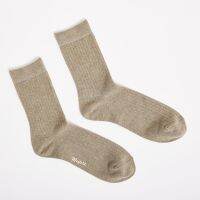 Premium Ribbed Crew Socks - Coffee ถุงเท้า