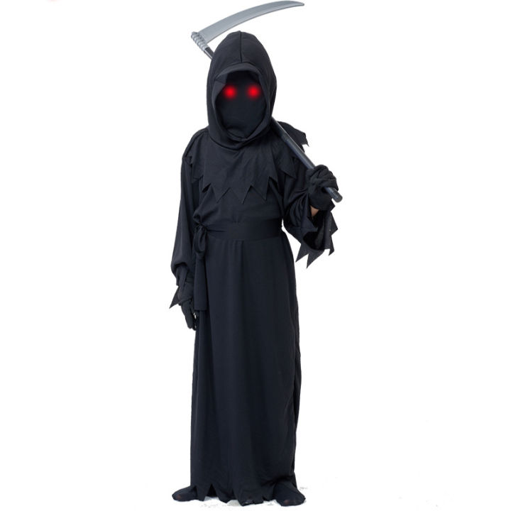 Halloween Children's Death Costume Kids Horror Cosplay Red Eyes Dark ...