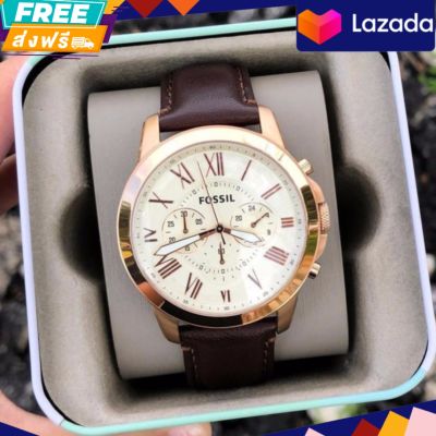 นาฬิกาข้อมือ Fossil FS4991 grant leather mens watch 44mm