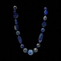 สร้อยคอ หินลาพิสลาซูลี่ หินแท้ธรรมชาติ เจียระไน Natural Faceted Genuine Lapis Lazuli Beads Necklace Handmade Gemstone Jewelry
