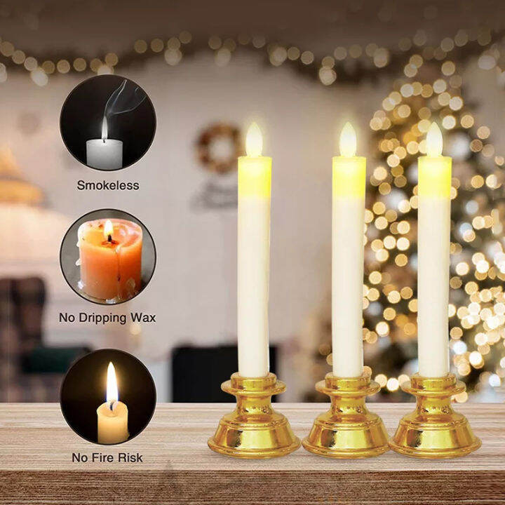 INSOUND 1 Pair/2PCS LED Electric Candles Light Flame Head Long Rod