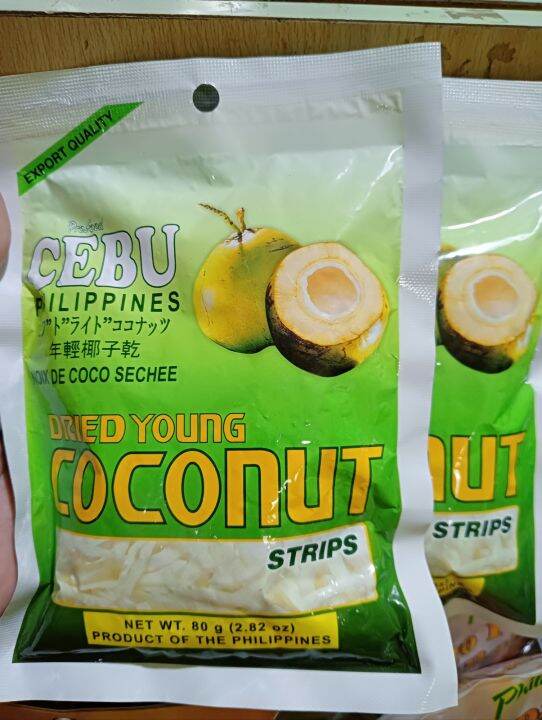 Cebu Philippines dried Young coconut strips in 80 grams per pack