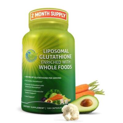 Liposomal Glutathione 500mg, Glutathione Supplement with Organic Whole Foods for Enhanced Absorption,60 capsules
