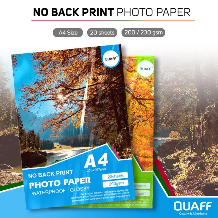 Quaff No Back Print Photo Paper Tree Type Glossy A4 size 200gsm/230gsm