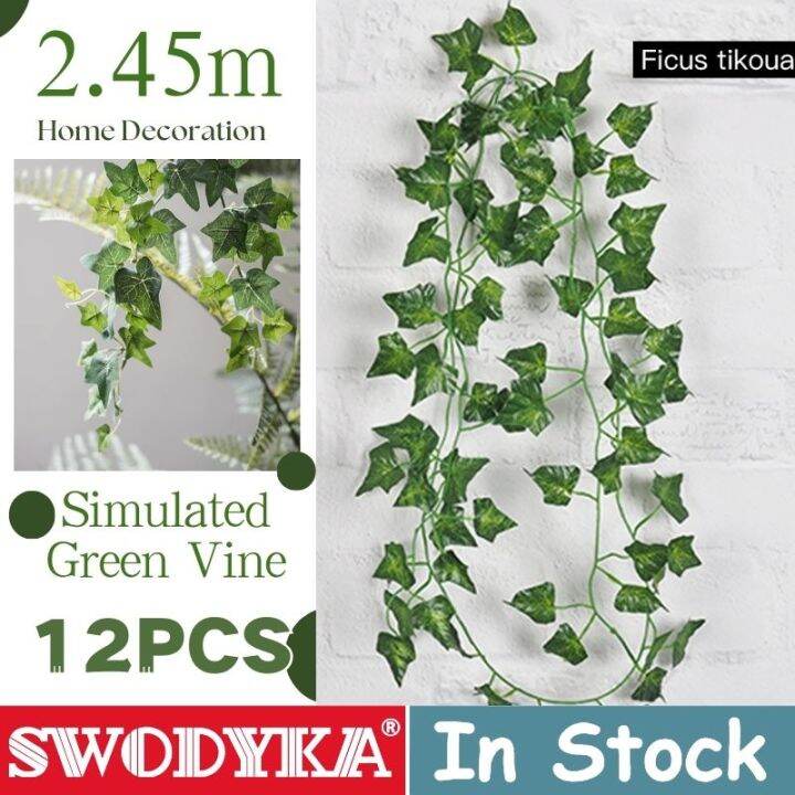 SWODYKA Artificial Green Leaf Vine 2.45 Meter Artificial Green Leaf