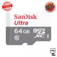 64GB Micro SD Card SANDISK Ultra SDSQUNR-064G-GN3MN (100MB/s,) Best For Mobile / Tablet ประกัน 7Y การ์ดหน่วยความจำ เมมโมรี่การ์ด micro sdcard microsdcard ไมโครเอสดีการ์ด