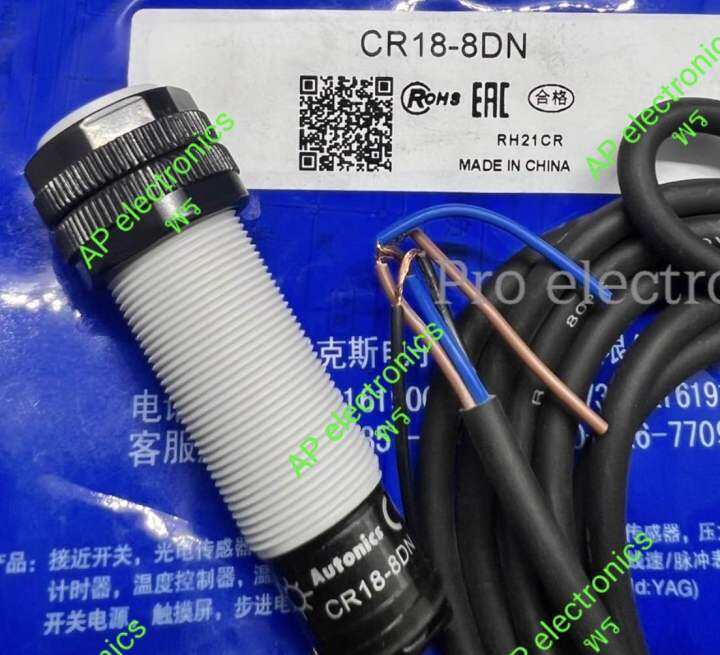 เซ็นเซอร์-cr18-8dn-autonics-capacitive-proximity-sensor-size-m18-3สาย-ชนิดnpn-no-ไฟเลี้ยง12-24vdc-ระยะตรวจจับ8mm-ราคาไม่รวมvat