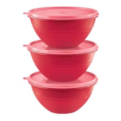 Tupperware Wonderlier Bowl 1L ถ้วยทัพเพอร์แวร์ (ขายแยกใบ) สีแดงสดใส มีฝาปิดแน่นสนิท อาหารไม่หก ไม่ซึม