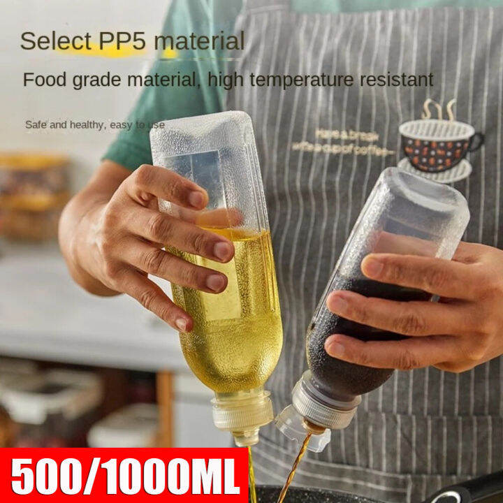 300/500/1000ML Sauce Dispenser Olive Oil Squeeze Bottle No Drip Kitchen