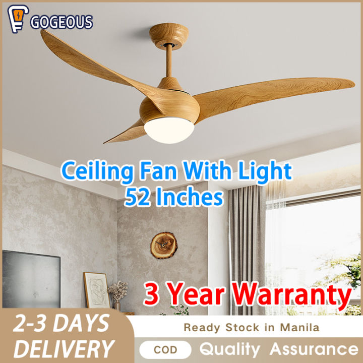 Gogeous 52 Inch Nordic Modern Industrial Ceiling Fan With Light Remote ...