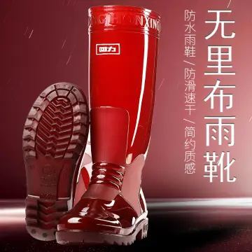 Red rain boots on sale men