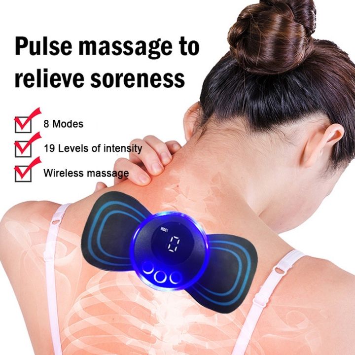 Portable EMS Mini Electric Neck Back Massager Cervical Massage Patch  Stimulator