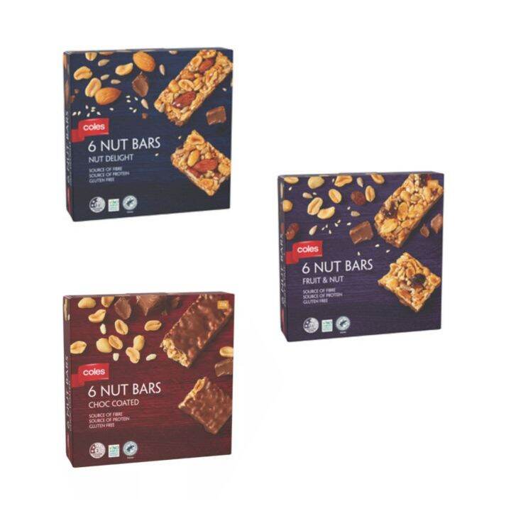 Coles 6 Nut Bars (Nut delight/Fruit & Nut/ Choc Coated) Lazada
