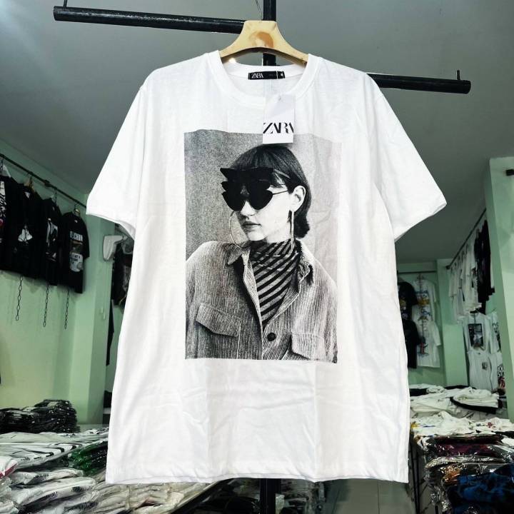 เสื้อยืดโอเวอร์ไซส์ งานป้ายzara ผ้าคอตตอน100%อก44-46 ยาว28-29