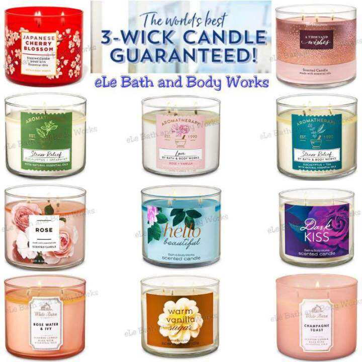 Bath and Body Works 3 Wicks Candles (no guarantee on label design) Lazada