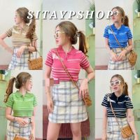 Sitaypshop ? เสื้อครอป ชูใจ เอวลอยทรงคอโปโลแขนสั้นสุดน่ารัก