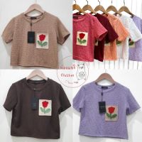 [พร้อมส่ง] ป้าย Candy เสื้อครอปพอดีตัวปักดอกทิวลิป?