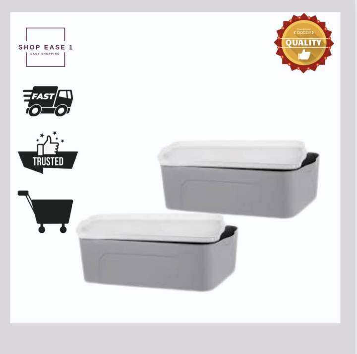 Stackable Plastic Storage Box Organizer with Handle and Lid Muji