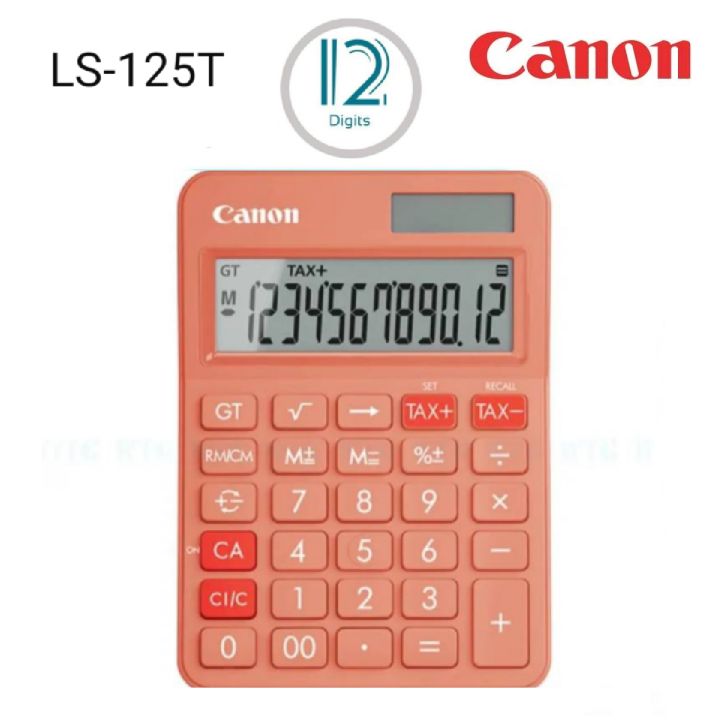 เครื่องคิดเลขตั้งโต๊ะ-12-หลัก-canon-รุน-ls-125t-สีส้ม