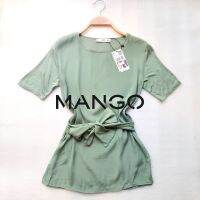 เสื้อยี้ห้อ Mango สีเขียว สบายตา ด้านหน้าชีฟอง แขนและด้านหลังผ้ายืด ของแท้จ้า