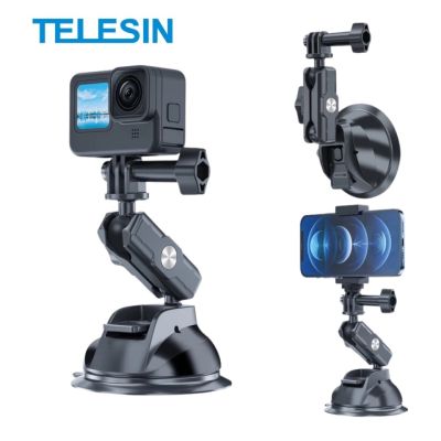 TELESIN Car Phone Holder Suction Cup 360° Adjustable 1/4 Standard Adapter For GoPro 11 10 9 8 Insta360 Osmo Action 3 SJCAM Mobile Phone