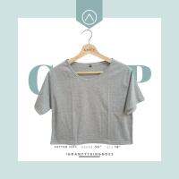 2 ตัว ส่งฟรี ? เสื้อครอปเอวลอย Free size สีเทาท้อปดาย ผ้าคอตตอน 100% [ไม่ใช่ผ้าเด้ง]