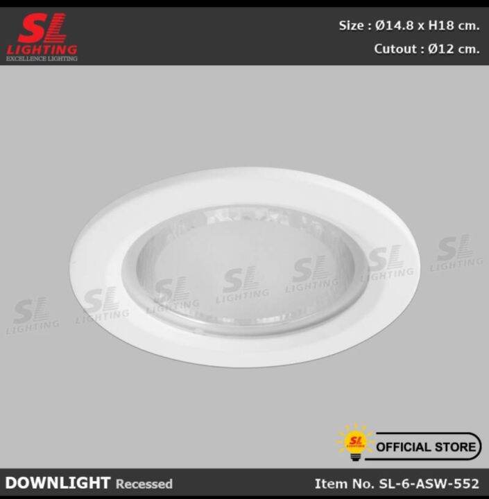 sl-6-asw-553โคมไฟดาวน์ไลท์-e27-แบบฝังฝ้า-ขนาด-4-นิ้ว-ทรงกลม-มีกระจก-ขอบสีขาว-รุ่น-sl-6-asw-552-recessed-downlight-led-eye-protection-aluminium-glass-reflector