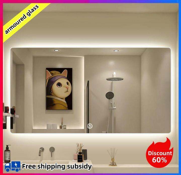 Defogging 60X80120X75CM Bathroom LED Mirror Decorative Wall Mounted