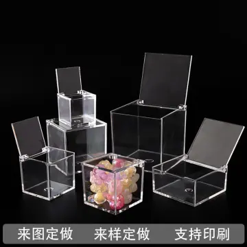 1Pc Transparent Acrylic Boxes With Cover Plastic Organizer Small Gift  Square Packing Box Food Candy Storage Container For Home