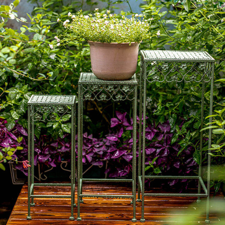 American Country Flower Stand Iron Indoor and Outdoor FloorStanding