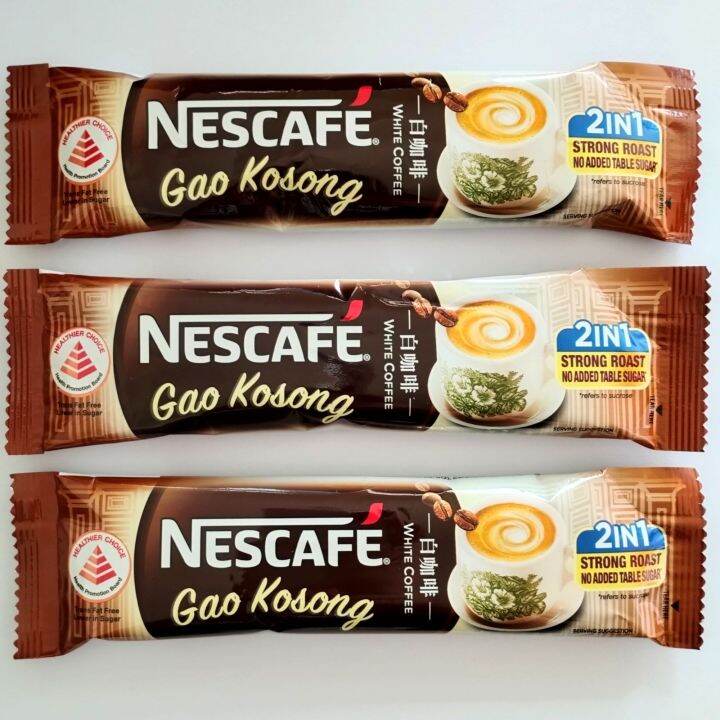 Nescafe White Coffee Gao Kosong Strong Roast Kopi Singapore Sachet