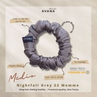 AVANA Medio Mulberry Silk Scrunchies 22 Momme สี Nightfall Grey ยางรัดผมผ้าไหมถนอมเส้นผม ลดผมร่วง