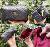 Chanel Makeup Bag กระเป๋าหนัง ของแถมจากเคาท์เตอร์เครื่องสำอางค์ ที่อเมกาคะ กว้าง 7 ยาว 16