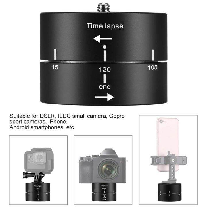 puluz-360-degrees-panning-rotation-60-120-minutes-time-lapse-stabilizer-tripod-head-adapter-for-gopro-11-10-9-8-7-amp-action-cameras