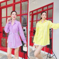 Maria Closet shirt Korean เสื้อเชิ้ตคอปกแขนยาว แต่งขอบลูกไม้ สีพาสเทลน่ารัก Soclothes