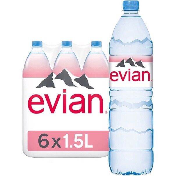 evian Mineral Water Naturally Filtered Drinking Water 6x1.5L Bottled ...