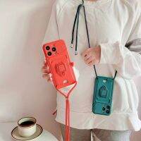 กระเป๋าใส่การ์ดมีสายคล้องสะพายข้างเหมาะสำหรับ Samsung A54เคสโทรศัพท์มือถือ A52/A53ใส่การ์ดได้ A14/A24/A34ขาตั้งวงแหวน A73/A33/A23เคสนิ่ม A12/A13/A22/A32/A71/A51