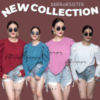 ?ป้าย Mirrorsister​ 10528.2 เสื้อสีพื้นทรงสวย ช่วงแขนแต่งยกจับจีบทวิส ด้านหน้าแต่งเลเยอร์เฉียงทับด้านหน้า