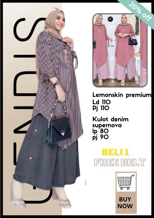 Baju Satu Set Wanita Feldaka Set Bahan Lemon Skin Premium Celana Kulot