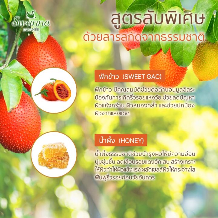 สบู่ฟักข้าวผสมน้ำผึ้ง-swanna-jaranee-sweet-gac-soap-สูตรผิวกระจ่างใส-ปรับสีผิวให้เสมอ-ลดเลือนจุดด่างดำ-ต่อต้านอนุมูลอิสระ-เหมาะสำหรับสีผิวไม่สม่