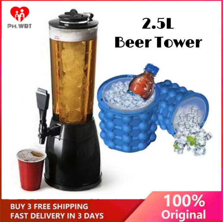 3 Liter Beer Tower Dispenser, Clear Liquor Tower Dispenser With Removable Ice Tube Beer Tower Drink I.1118331103