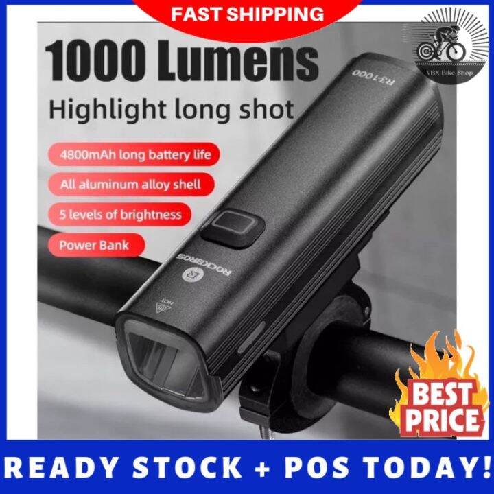 ROCKBROS (R3-1000) Bike Light 1000 Lumen Rechargeable 4800mAh | Lazada