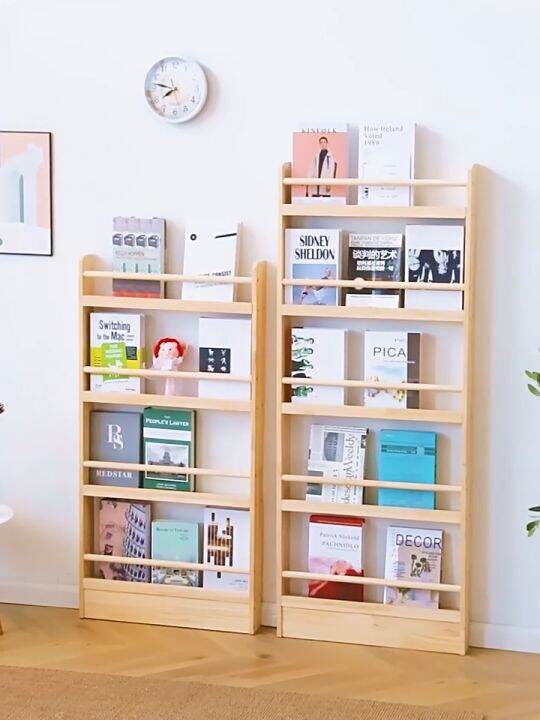OTA6 Layers Bookshelf wall hanging bookshelf Solid Wood Bookcase Wall