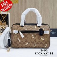 กระเป๋าถือ กระเป๋าสะพาย COACH #C8591 ROWAN SATCHEL IN SIGNATURE CANVAS WITH BEE PRINT ออก Shop USA รับประกันของแท้ 100%