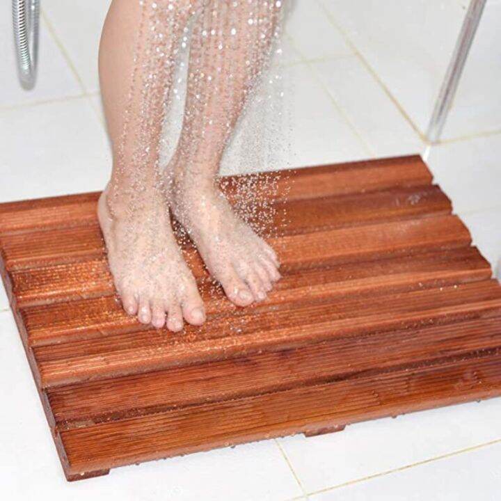 Pine Wood Bath Mat,Shower Classy Bathroom Mat Non Slip for Bathroom,Wooden Floor Mat or Outdoor