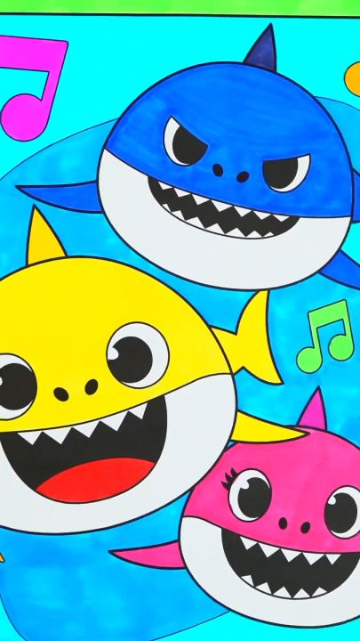 Baby Shark - Set 10 Tờ Tranh Tô Màu A4 A5 Dành Cho Màu Sáp, Màu Chì ...