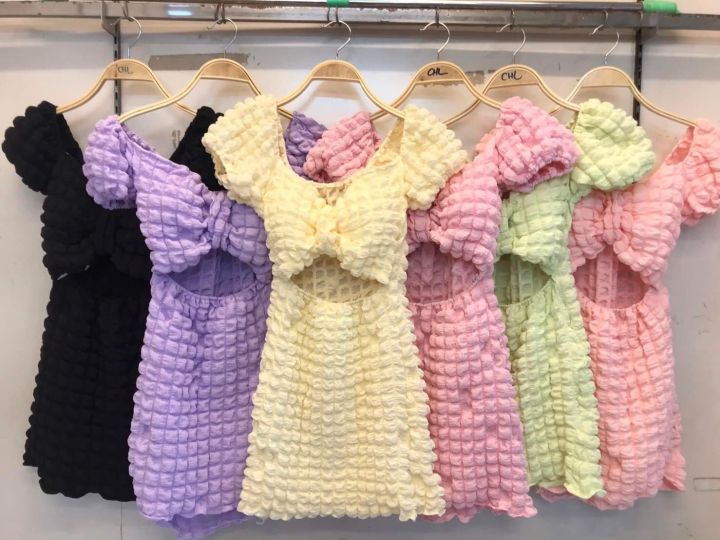 j09-งานตามหา-ผ้าป็อปคอร์น-สีพาสเทลน่ารัก-มี3แบบ-ให้เลือก-เดรส-จั้ม-และเซ็ตกางเกง-สีตามรูป-งานจริงที่ร้าน