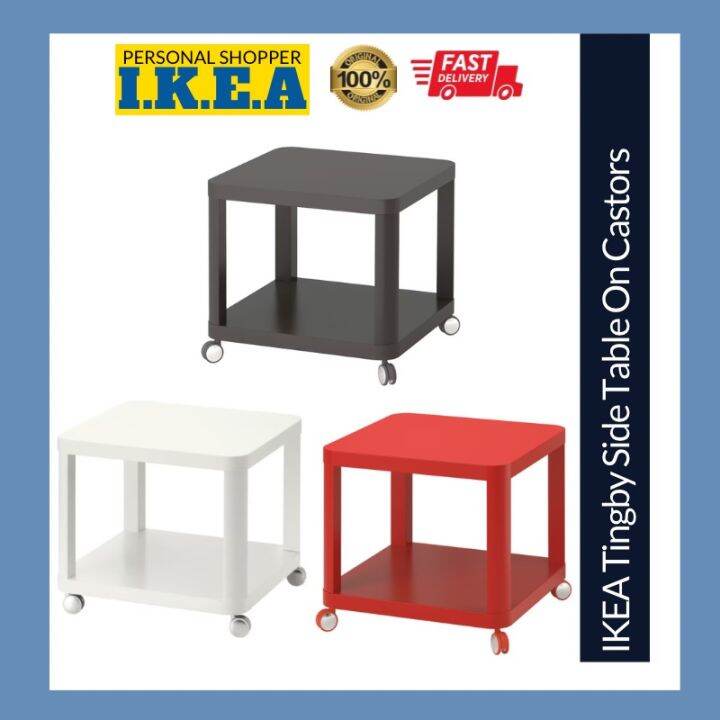IKEA Tingby Side Table With Castor Red White Grey 50x50cm Coffee Lazada