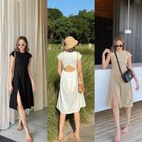 MALIMAYS - NOTCH BACK DRESS เดรสผ้าลินินเว้าหลัง