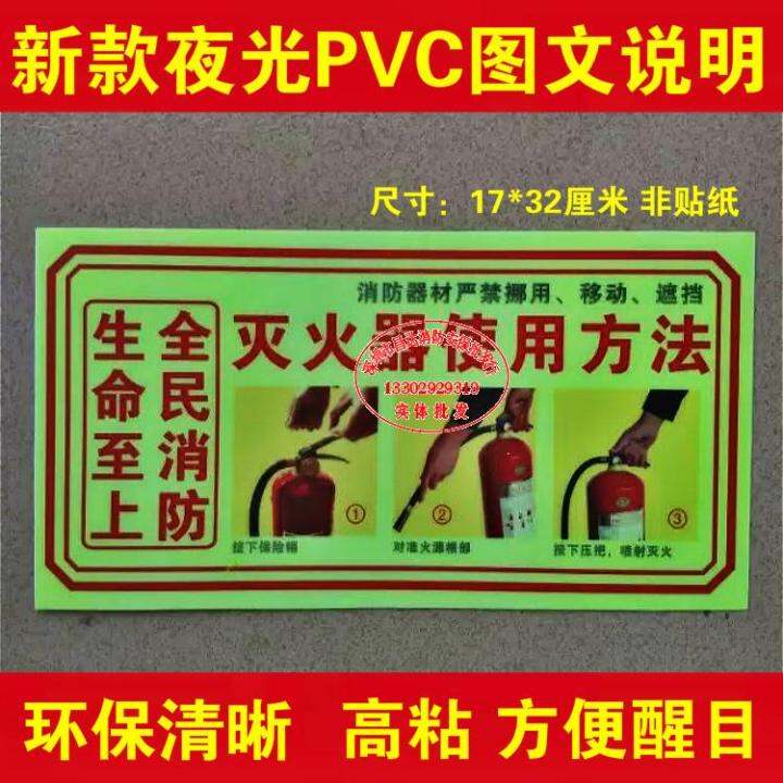Fire Equipment Luminous Fire Extinguisher Usage Signboard Fire